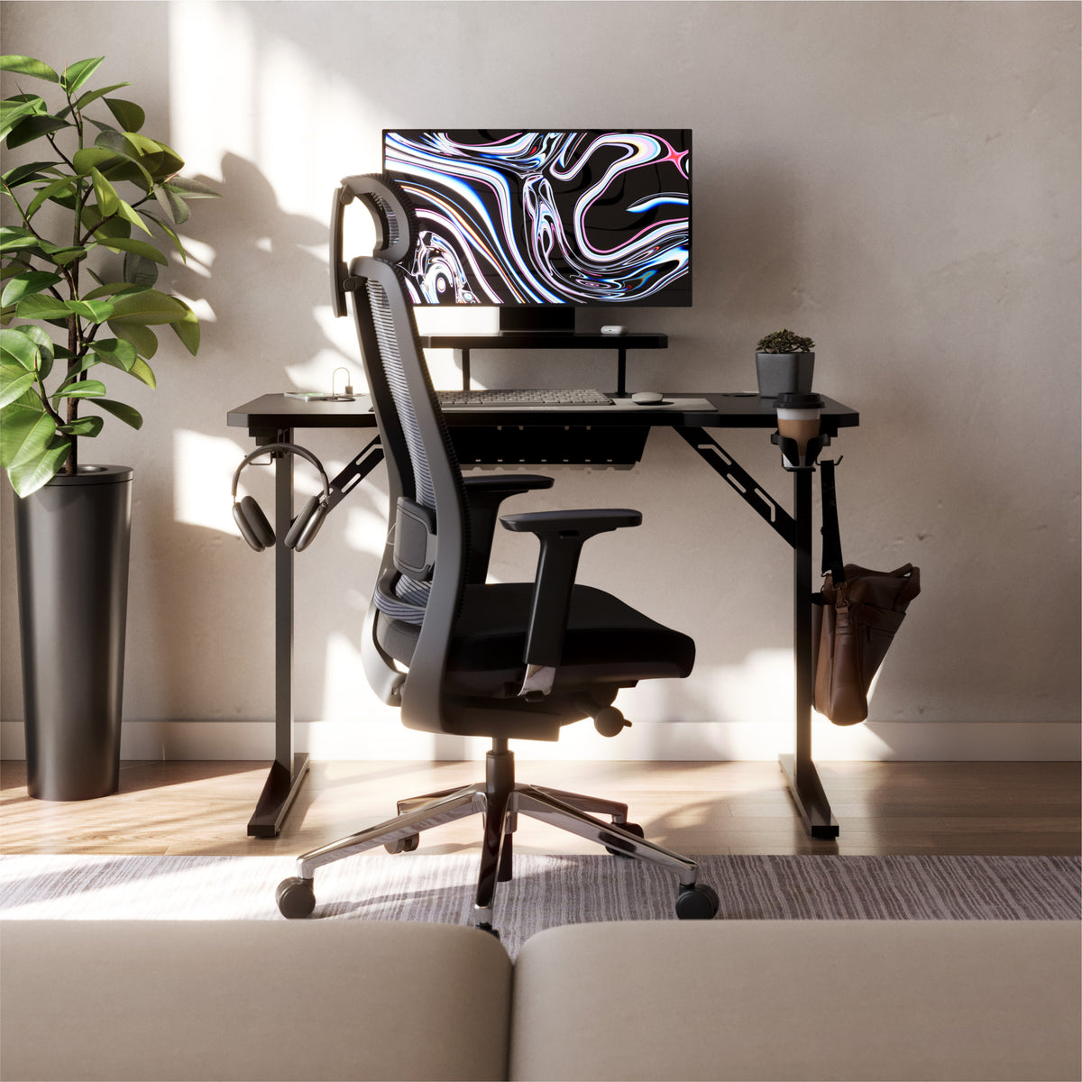 Mark Adler Leader 5.1 Black computer desk with shelf, 115 cm