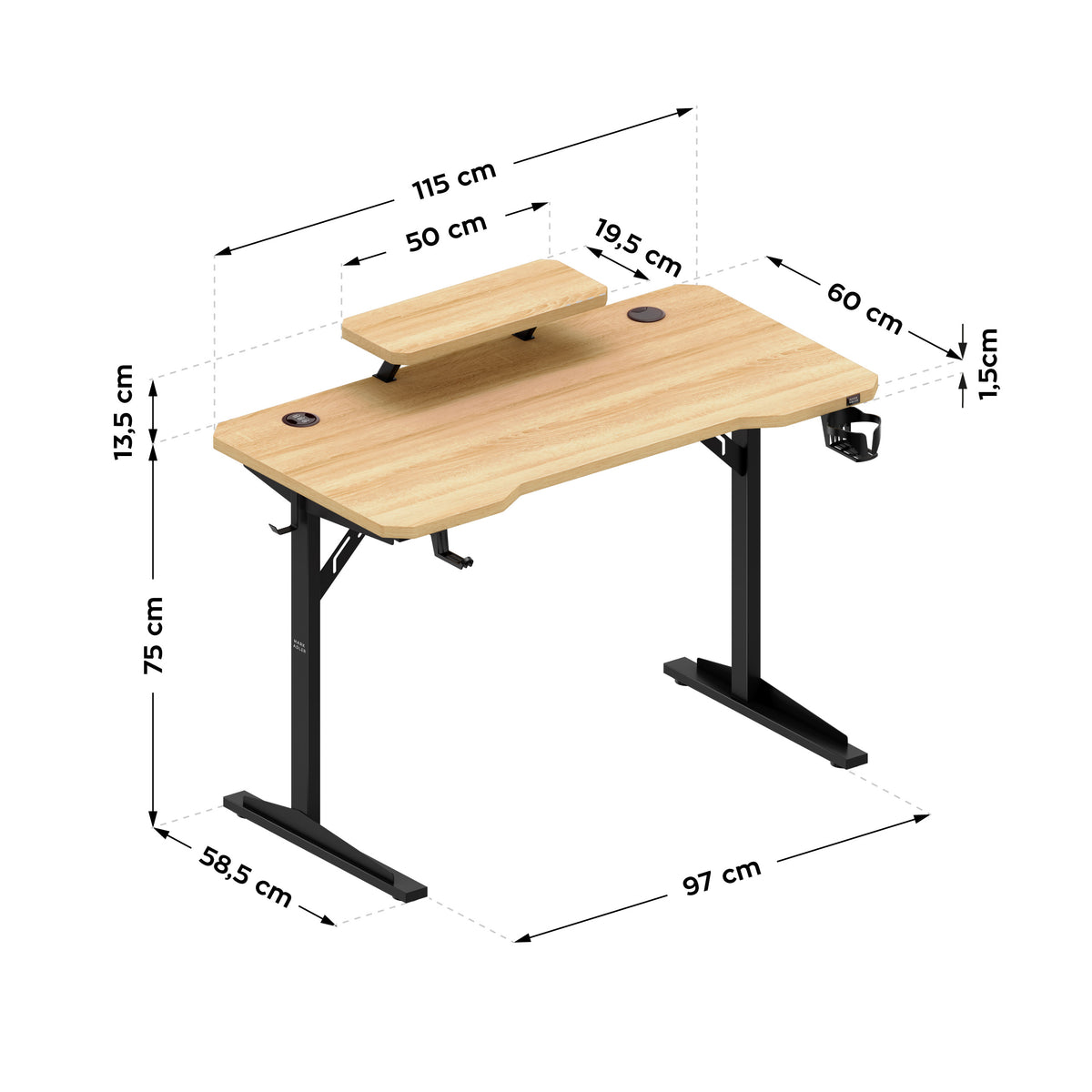 Mark Adler Leader 5.1 Oak computer desk with shelf, 115 cm