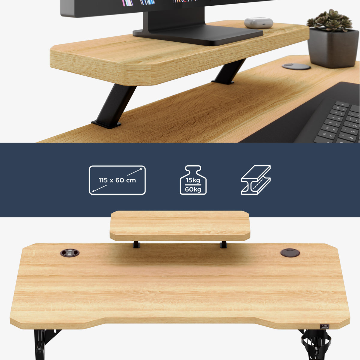 Mark Adler Leader 5.1 Oak computer desk with shelf, 115 cm