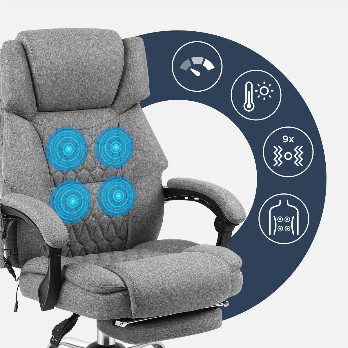 Mark Adler Boss 6.0 Grey office chair with massage function and footrest