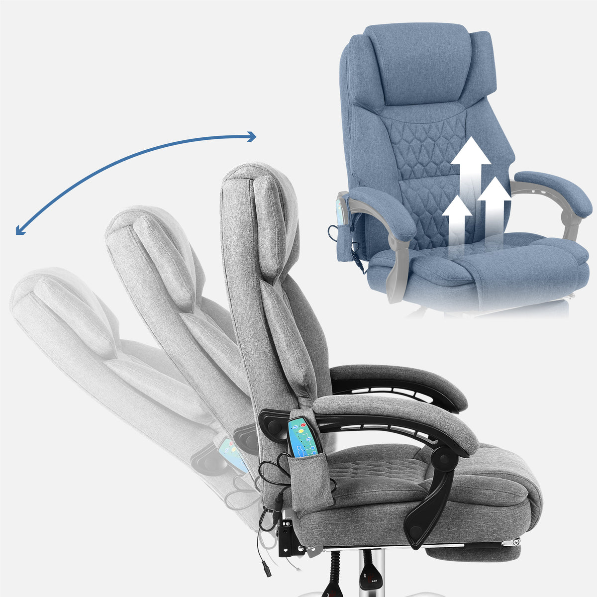 Mark Adler Boss 6.0 Grey office chair with massage function and footrest
