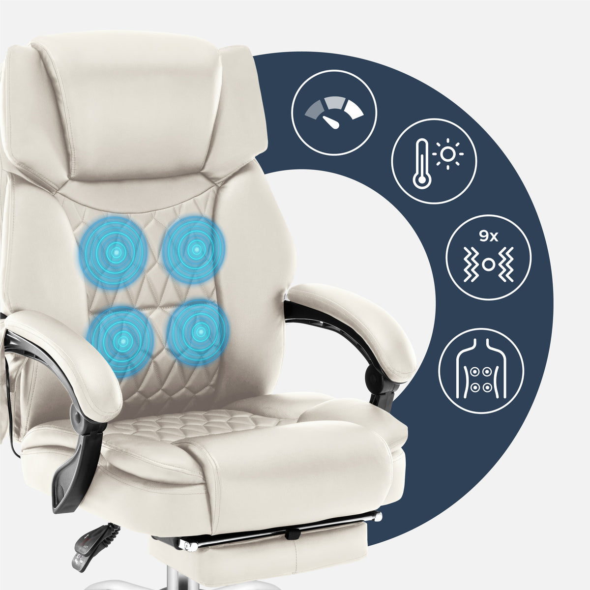 Mark Adler Boss 6.0 Beige office chair with massage function and footrest
