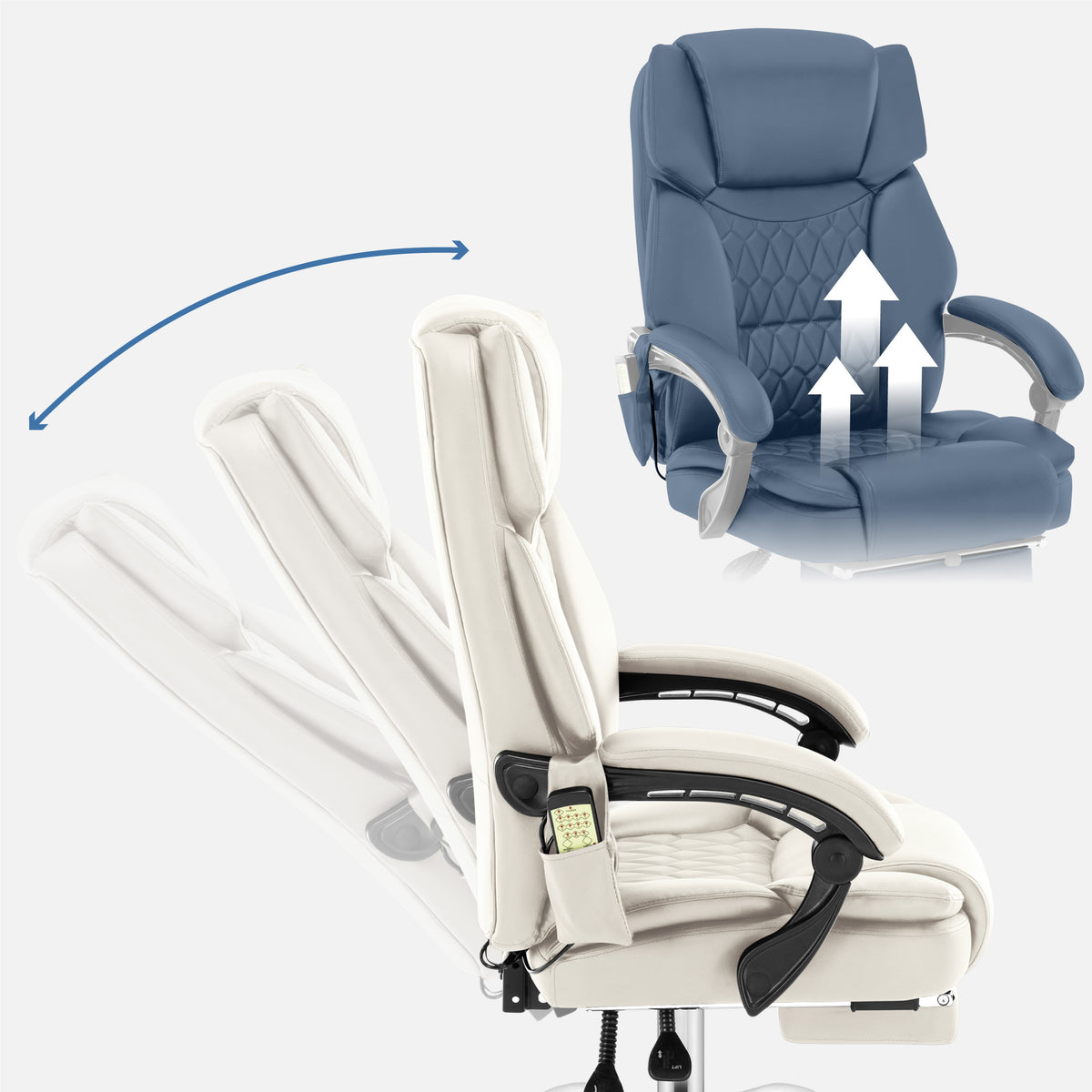 Mark Adler Boss 6.0 Beige office chair with massage function and footrest