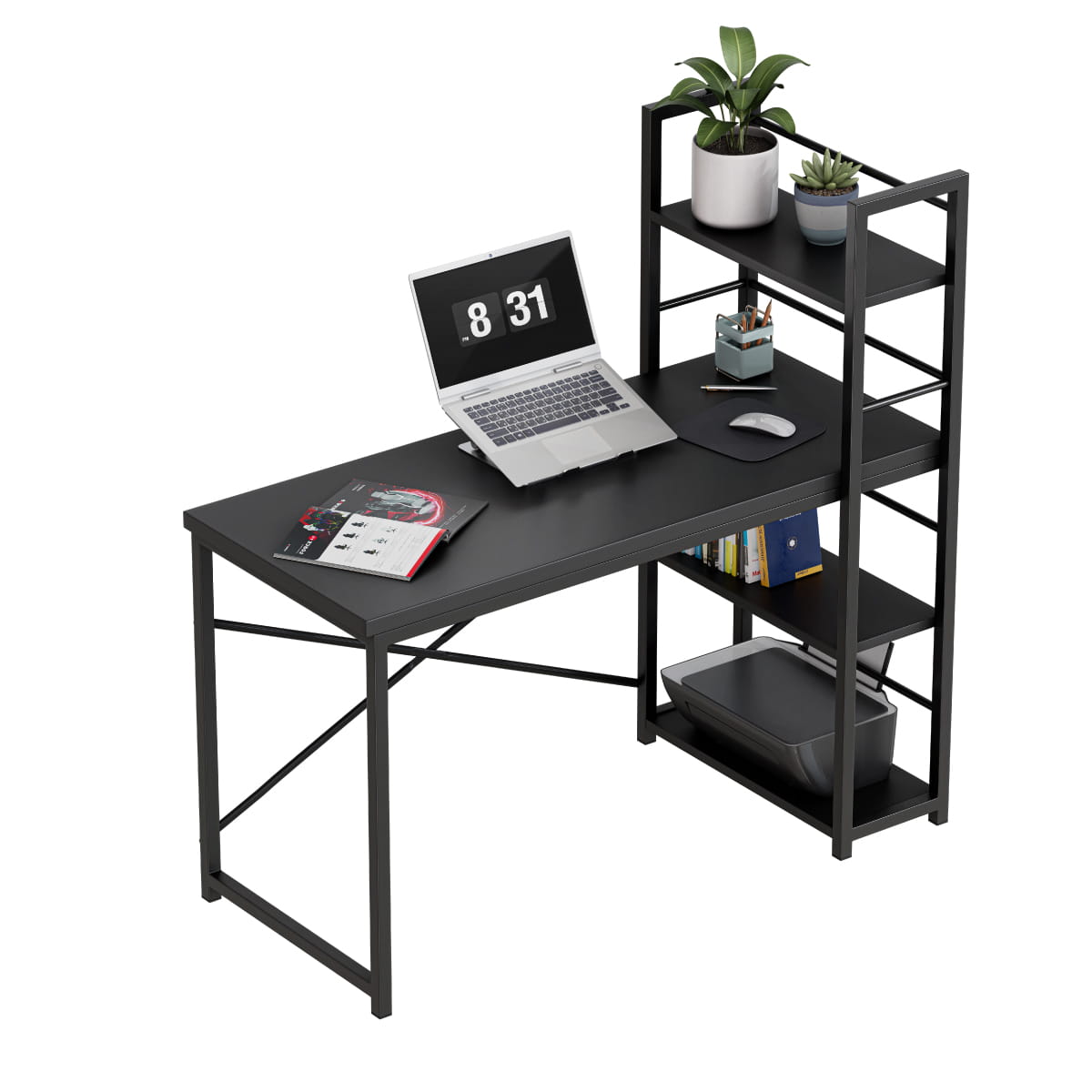 Mark Adler Leader 4.0 Black 120 cm Desk with Shelves – OUTLET