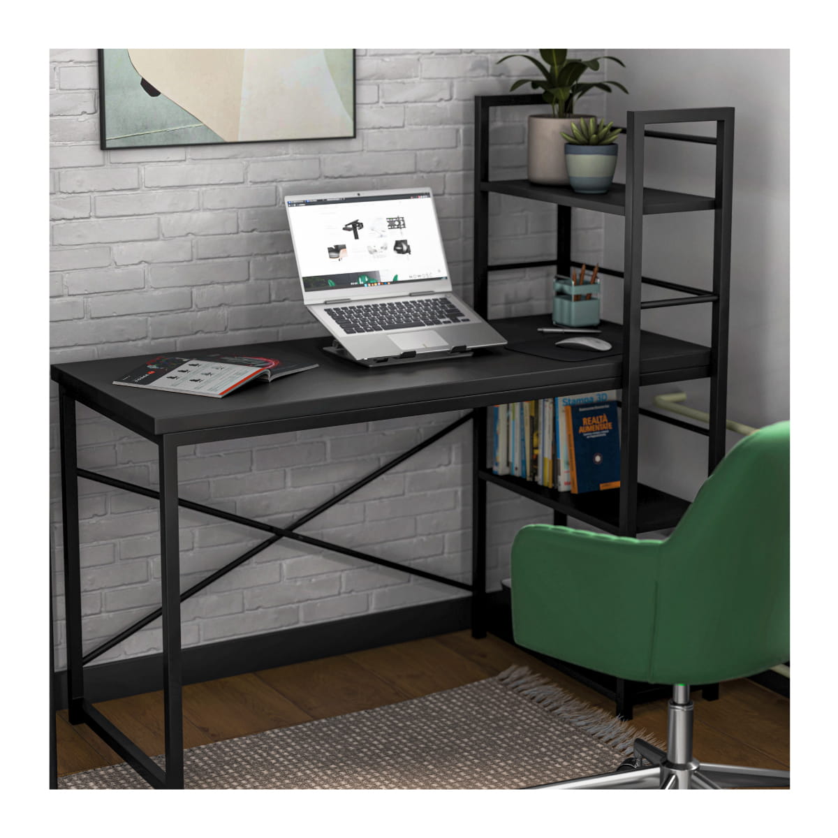 Mark Adler Leader 4.0 Black 120 cm Desk with Shelves – OUTLET