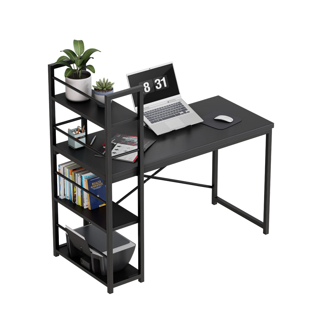 Mark Adler Leader 4.0 Black 120 cm Desk with Shelves – OUTLET
