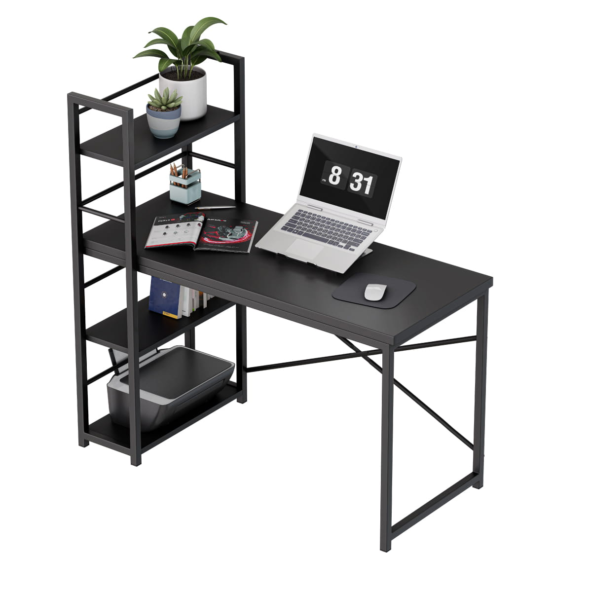 Mark Adler Leader 4.0 Black 120 cm Desk with Shelves – OUTLET