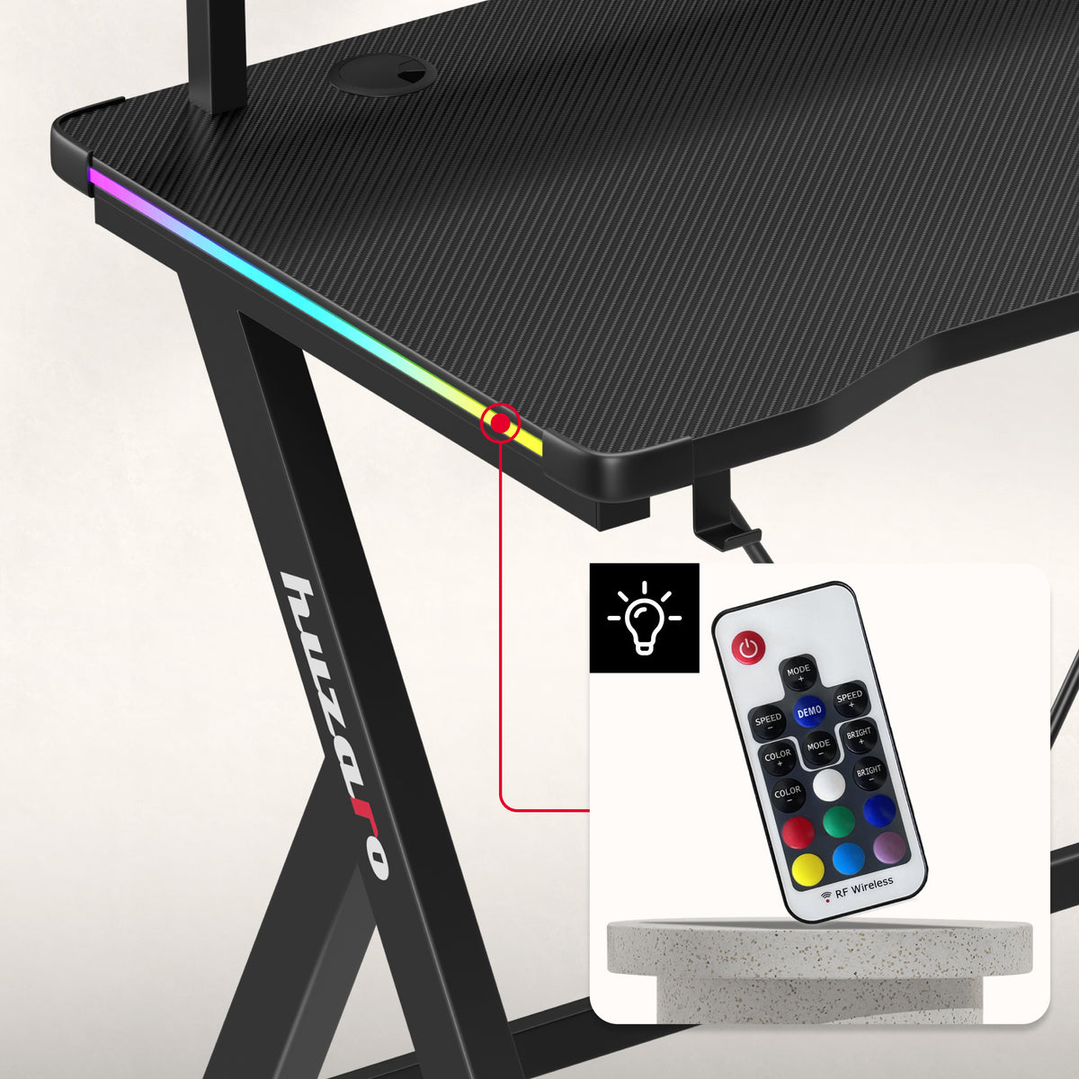 Huzaro Hero 1.9 RGB LED Gaming Desk, 120 cm