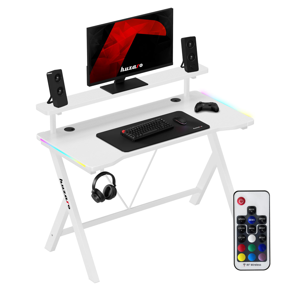 Huzaro Hero 1.9 RGB White 120 cm LED gaming desk