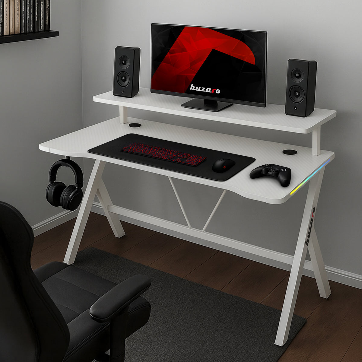 Huzaro Hero 1.9 RGB White 120 cm LED gaming desk