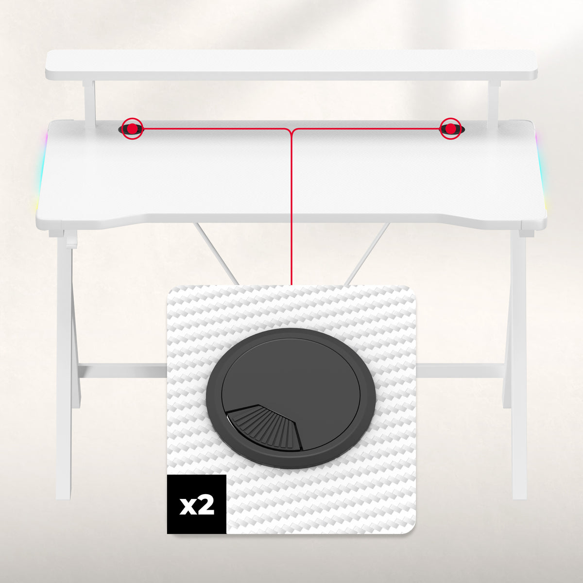 Huzaro Hero 1.9 RGB White 120 cm LED gaming desk