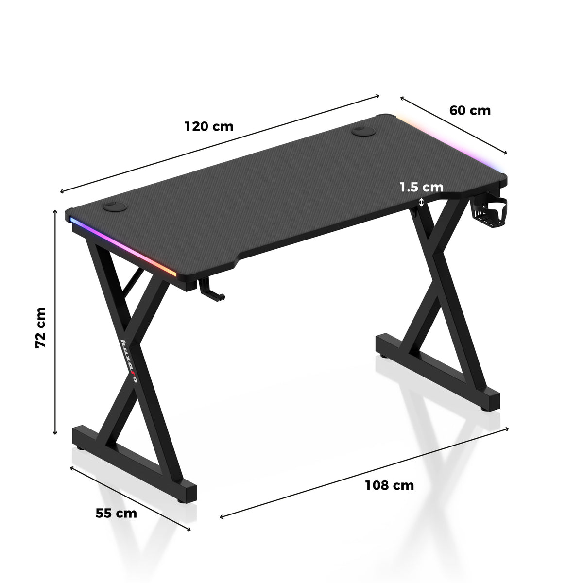 Huzaro Hero 2.3 RGB 120 cm LED gaming desk