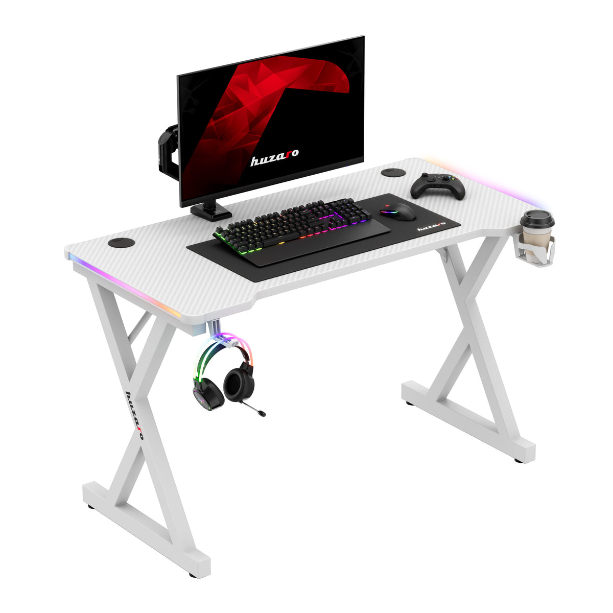 Huzaro Hero 2.3 RGB White 120 cm LED gaming desk