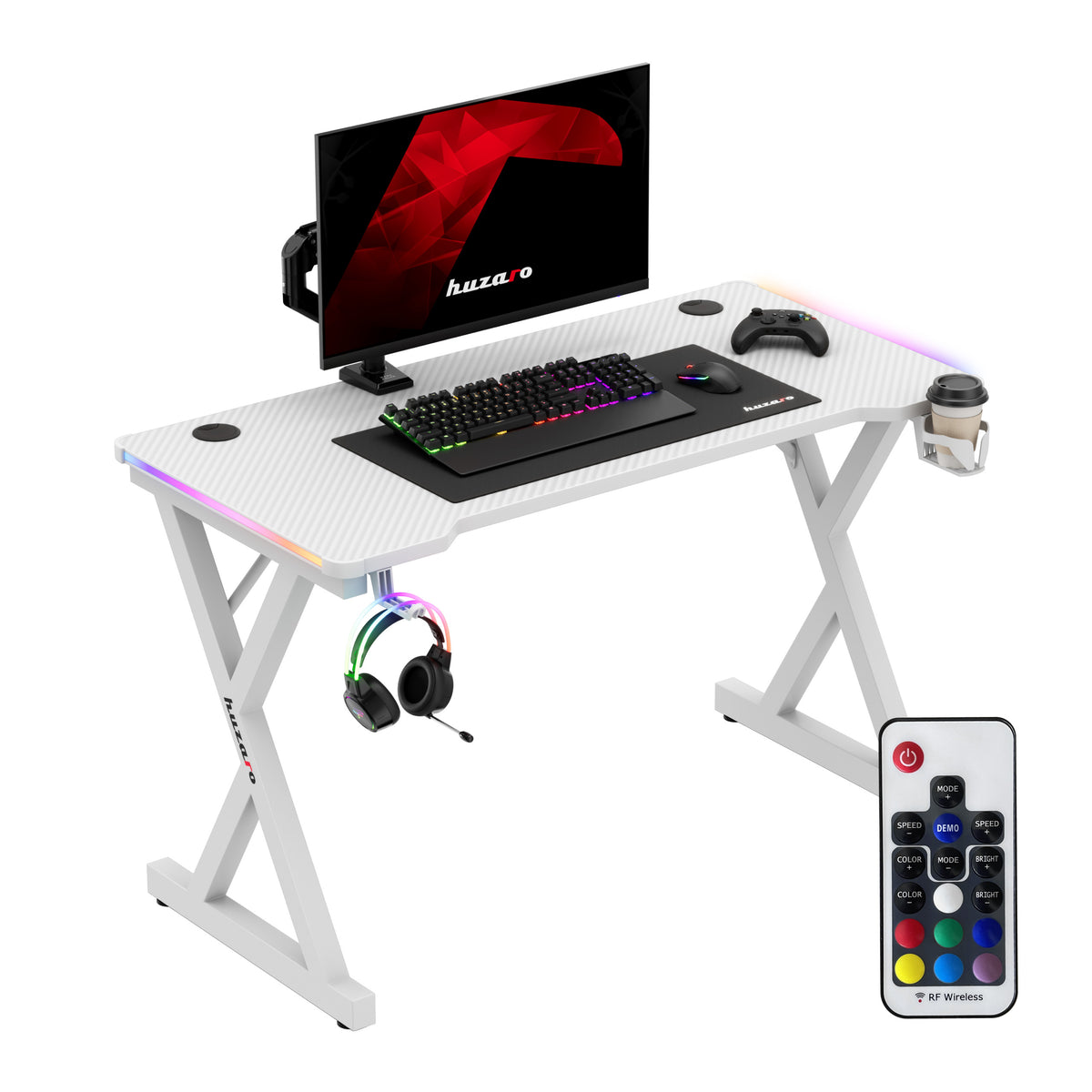 Huzaro Hero 2.3 RGB White 120 cm LED gaming desk