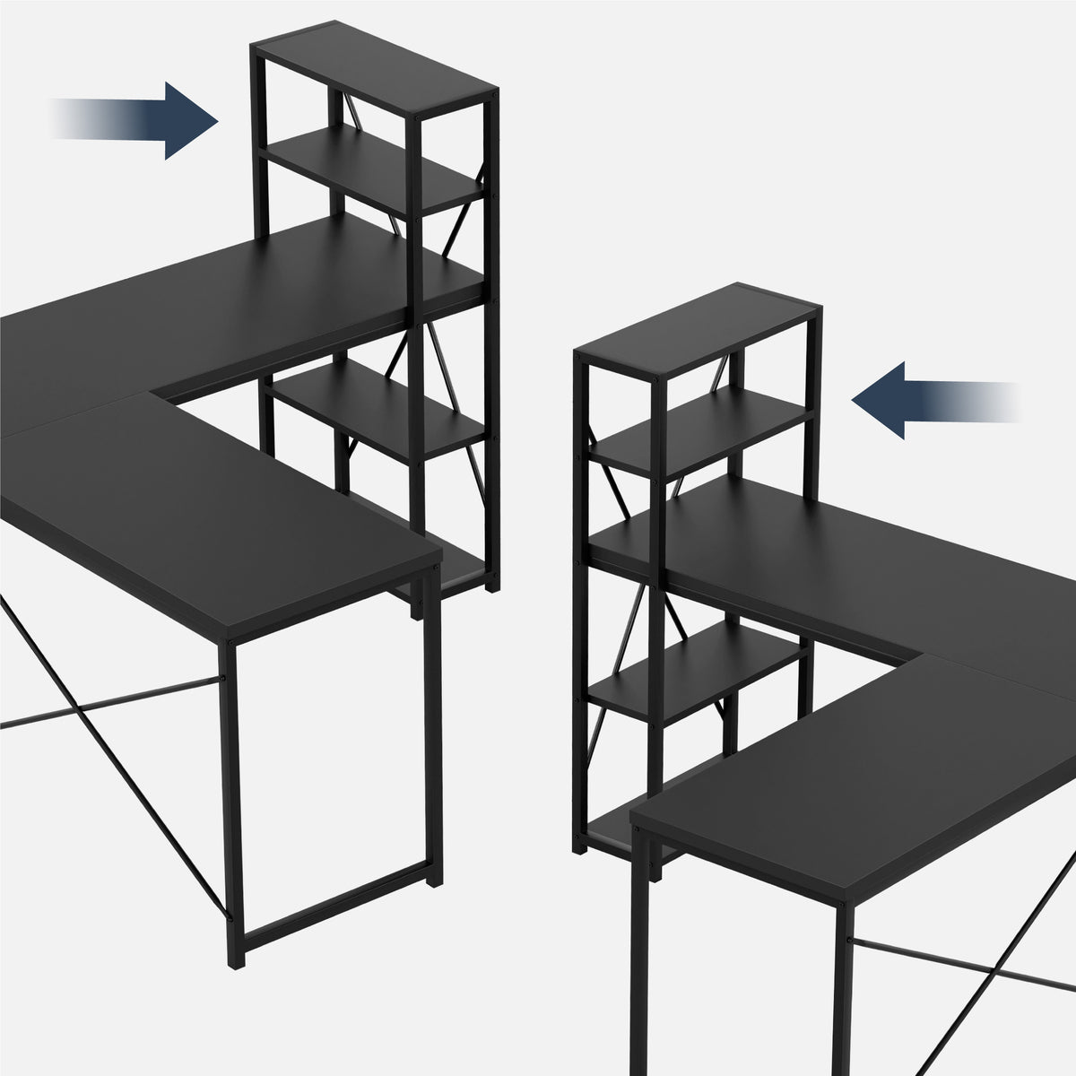 Mark Adler Leader 5.9 Black 145 cm corner desk with shelves