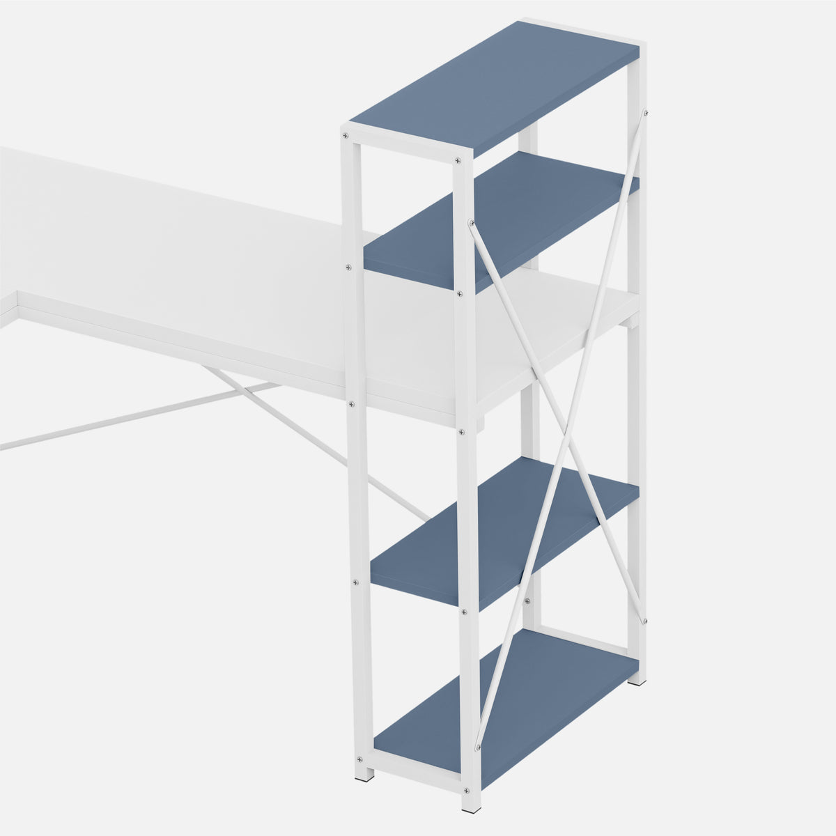 Mark Adler Leader 5.9 White 145 cm corner desk with shelves