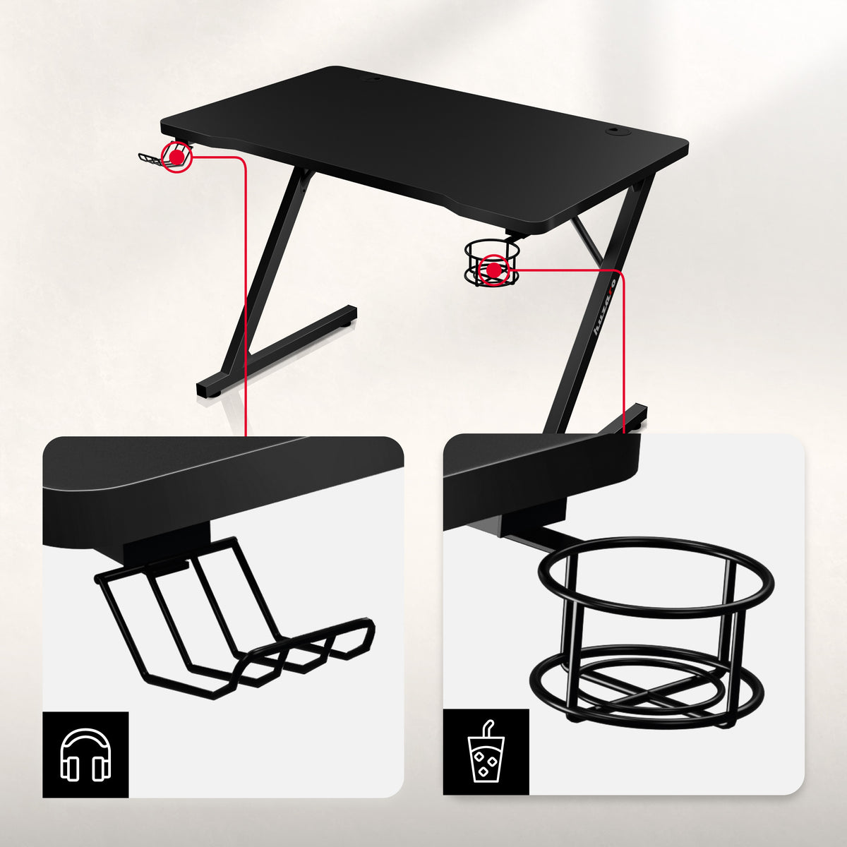 Huzaro Hero 1.8 Black 100 cm Gaming Desk