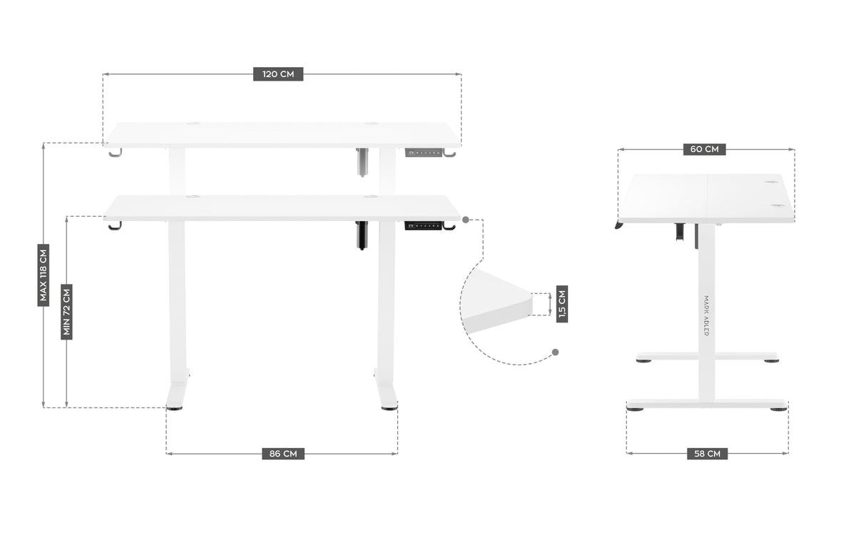 Mark Adler Leader 7.0 White 120 cm electric desk