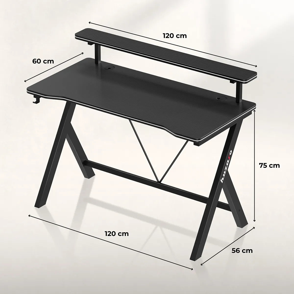 Huzaro Hero 1.9 Black 120 cm gaming desk