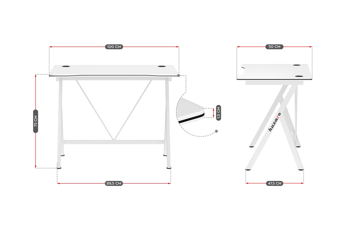 Huzaro Hero 1.4 White 100 cm Gaming Desk