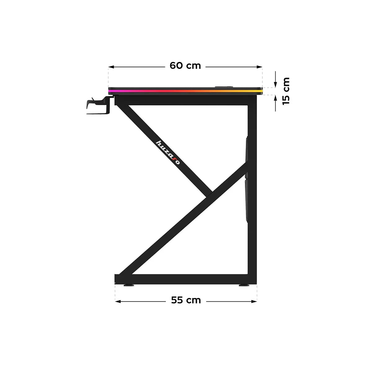 Huzaro Hero 1.7 RGB Black 120 cm Gaming Desk
