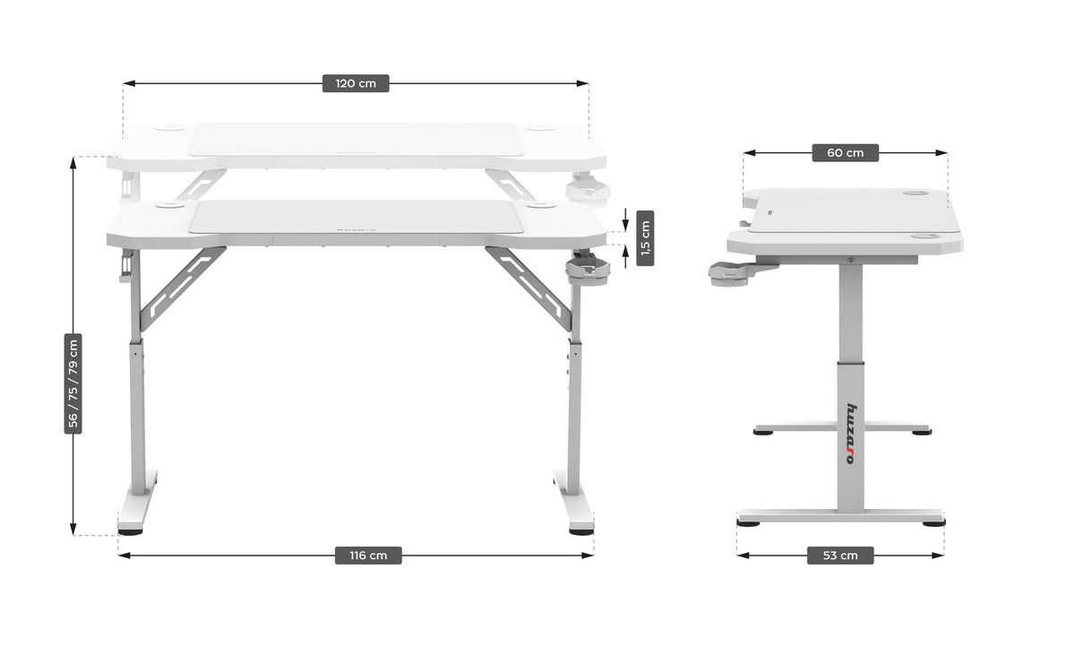 Huzaro Hero 2.6 White 120 cm Gaming Desk