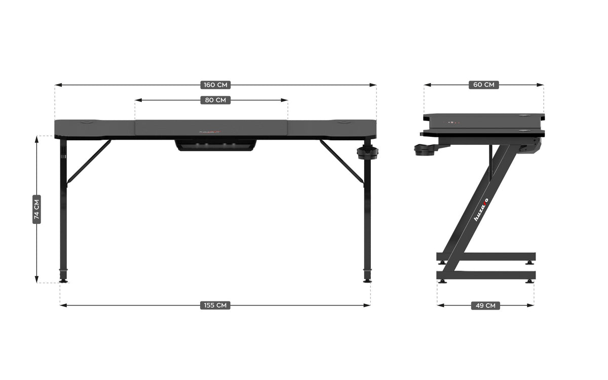Huzaro Hero 4.8 Black 160 cm gaming desk