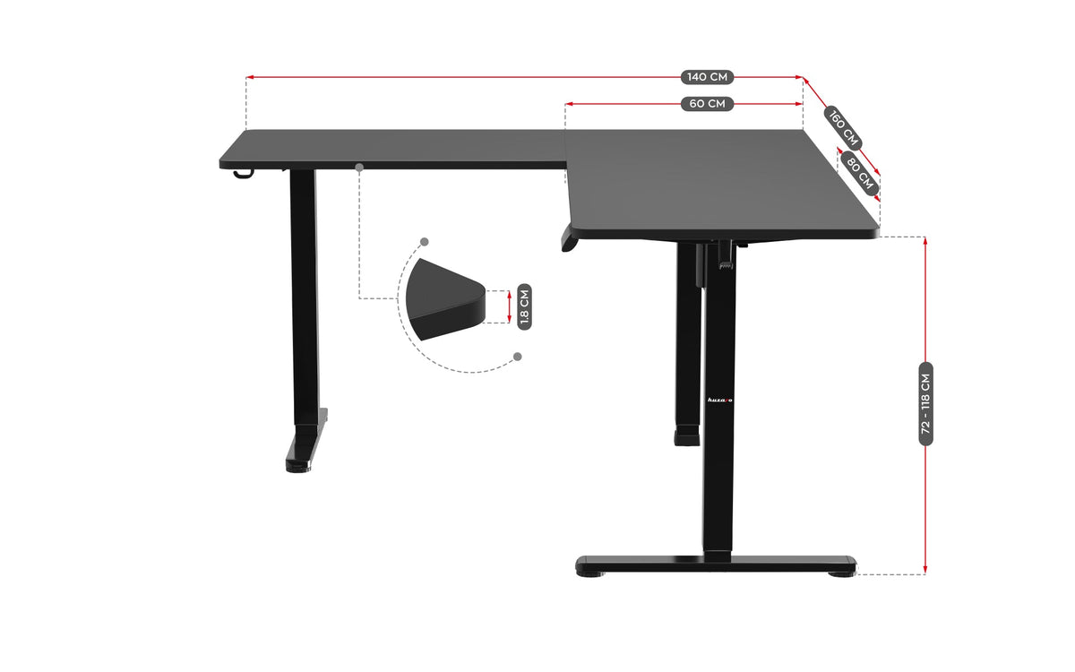 Huzaro Hero 9.5 160 cm Electric Corner Desk