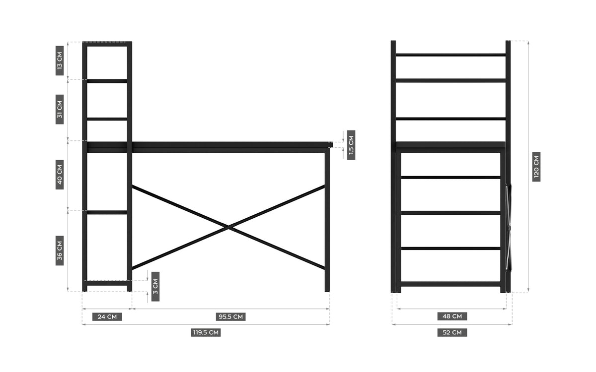 Mark Adler Leader 4.0 Black 120 cm Desk with Shelves – OUTLET