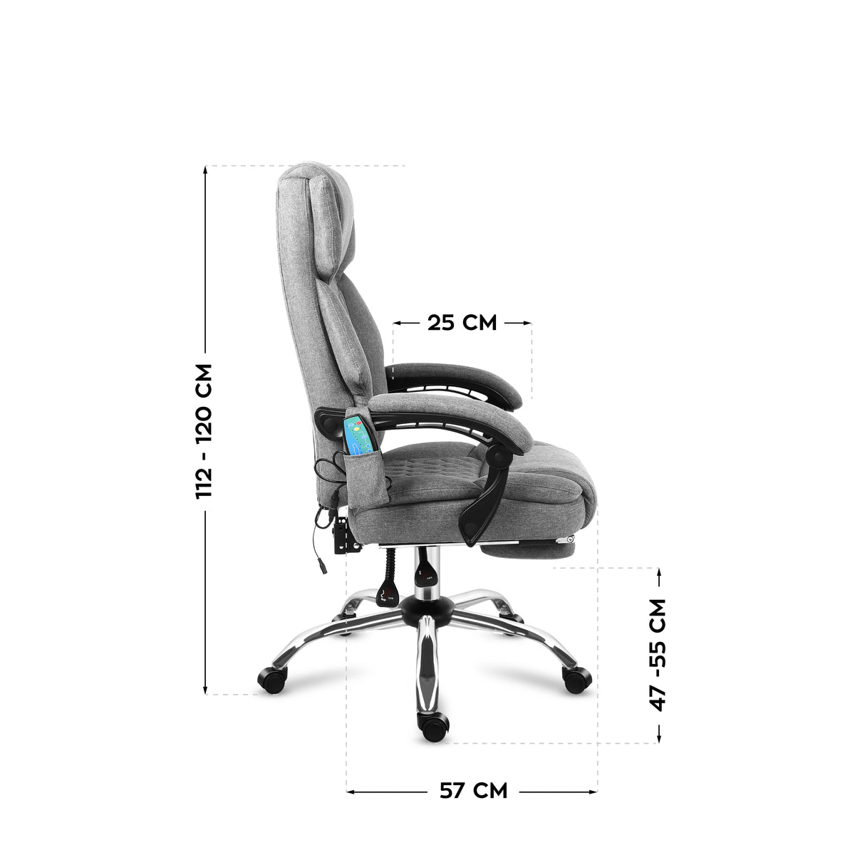 Mark Adler Boss 6.0 Grey office chair with massage function and footrest