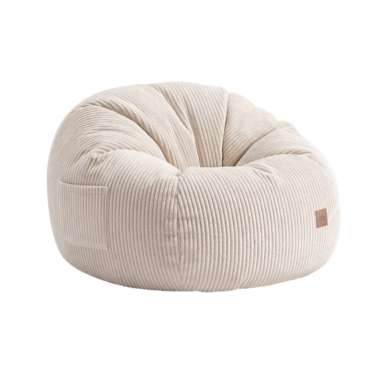 Mark Adler Comfy 3.0 Beige corduroy pouffe armchair with footstool
