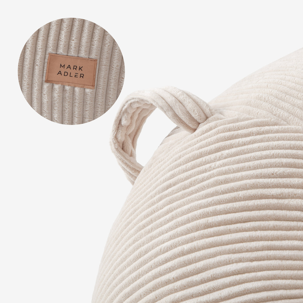 Mark Adler Comfy 3.0 Beige corduroy pouffe armchair with footstool