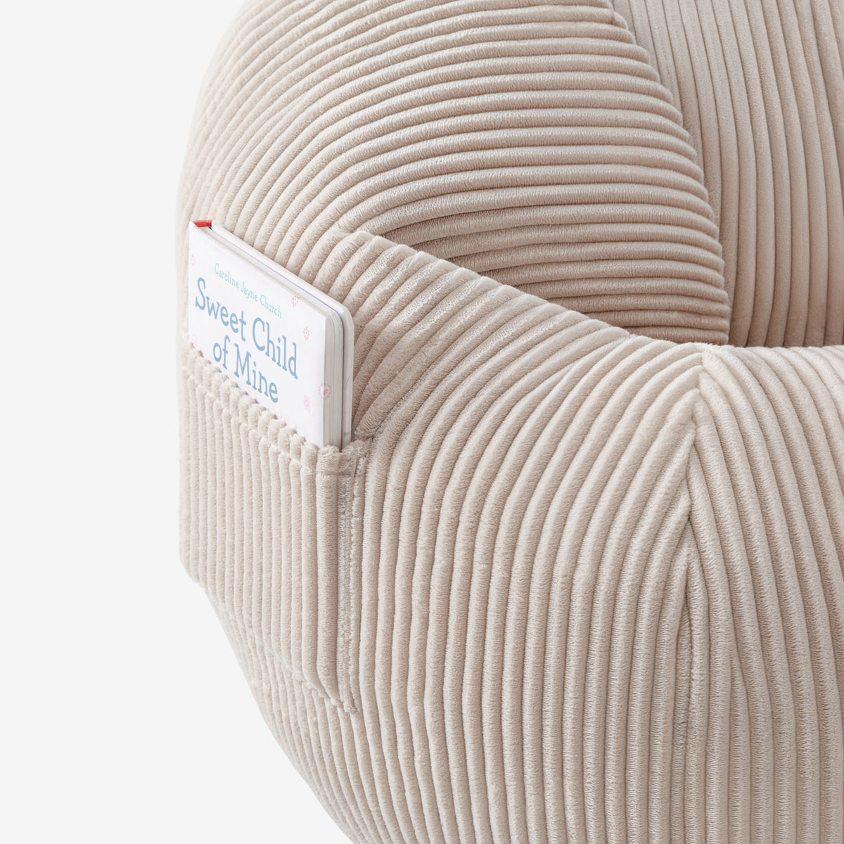 Mark Adler Comfy 3.0 Beige corduroy pouffe armchair with footstool