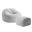 Mark Adler Comfy 3.0 Grey corduroy pouffe armchair with footstool