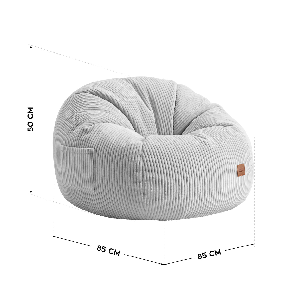 Mark Adler Comfy 3.0 Grey corduroy pouffe armchair with footstool
