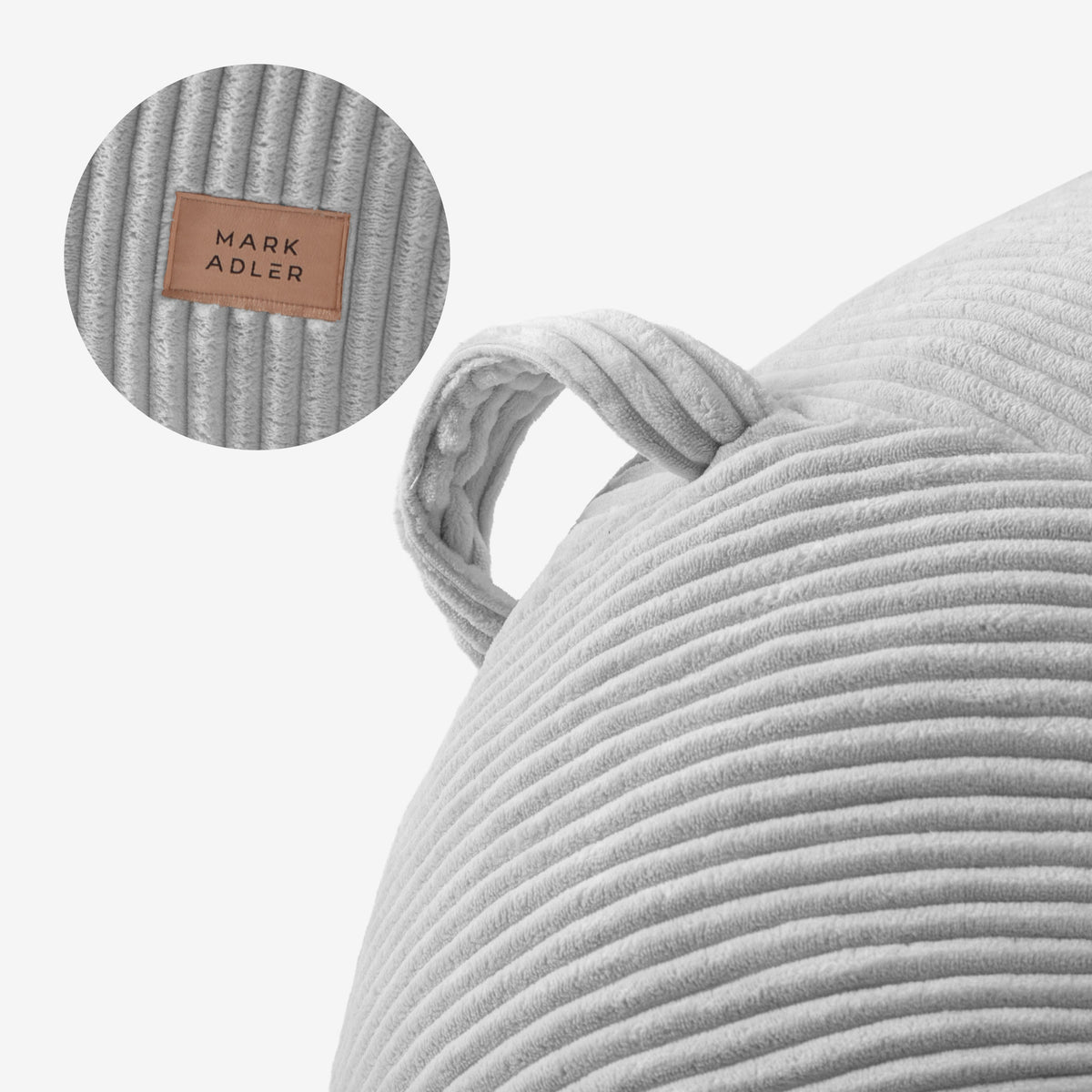 Mark Adler Comfy 3.0 Grey corduroy pouffe armchair with footstool