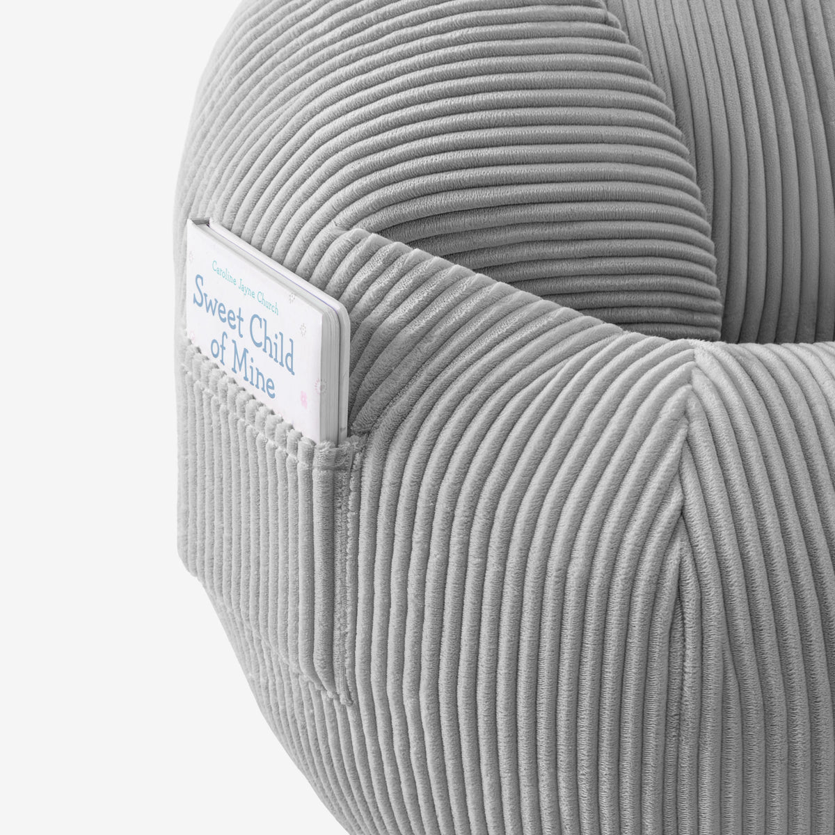 Mark Adler Comfy 3.0 Grey corduroy pouffe armchair with footstool