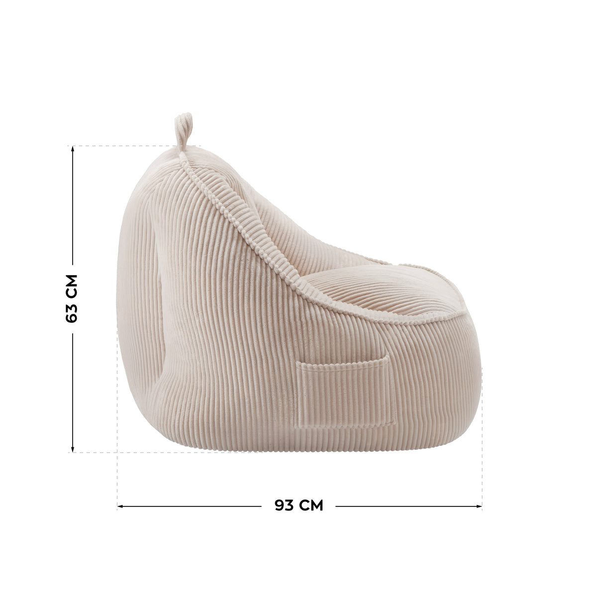 Mark Adler Comfy 4.0 Beige corduroy pouffe armchair with backrest