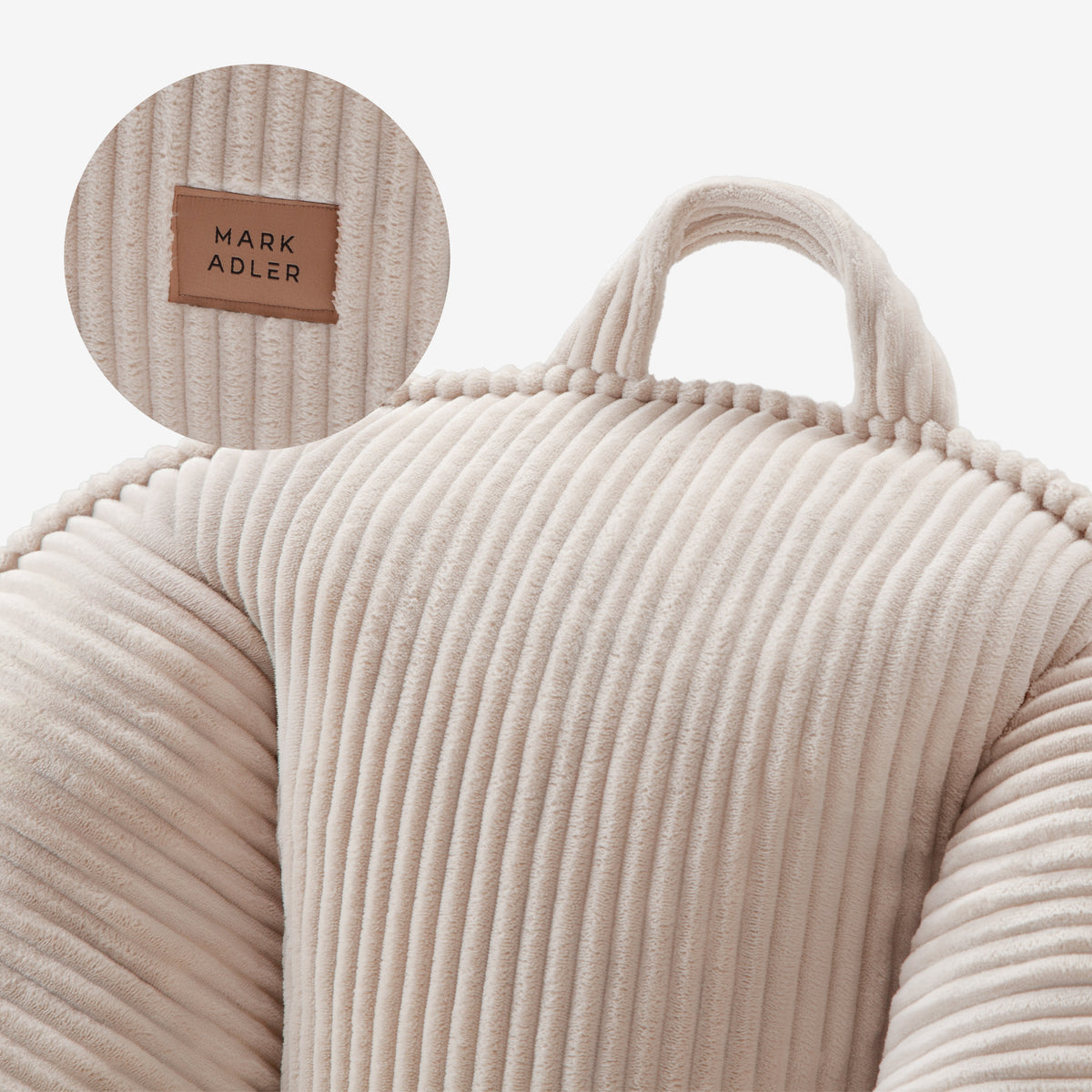 Mark Adler Comfy 4.0 Beige corduroy pouffe armchair with backrest