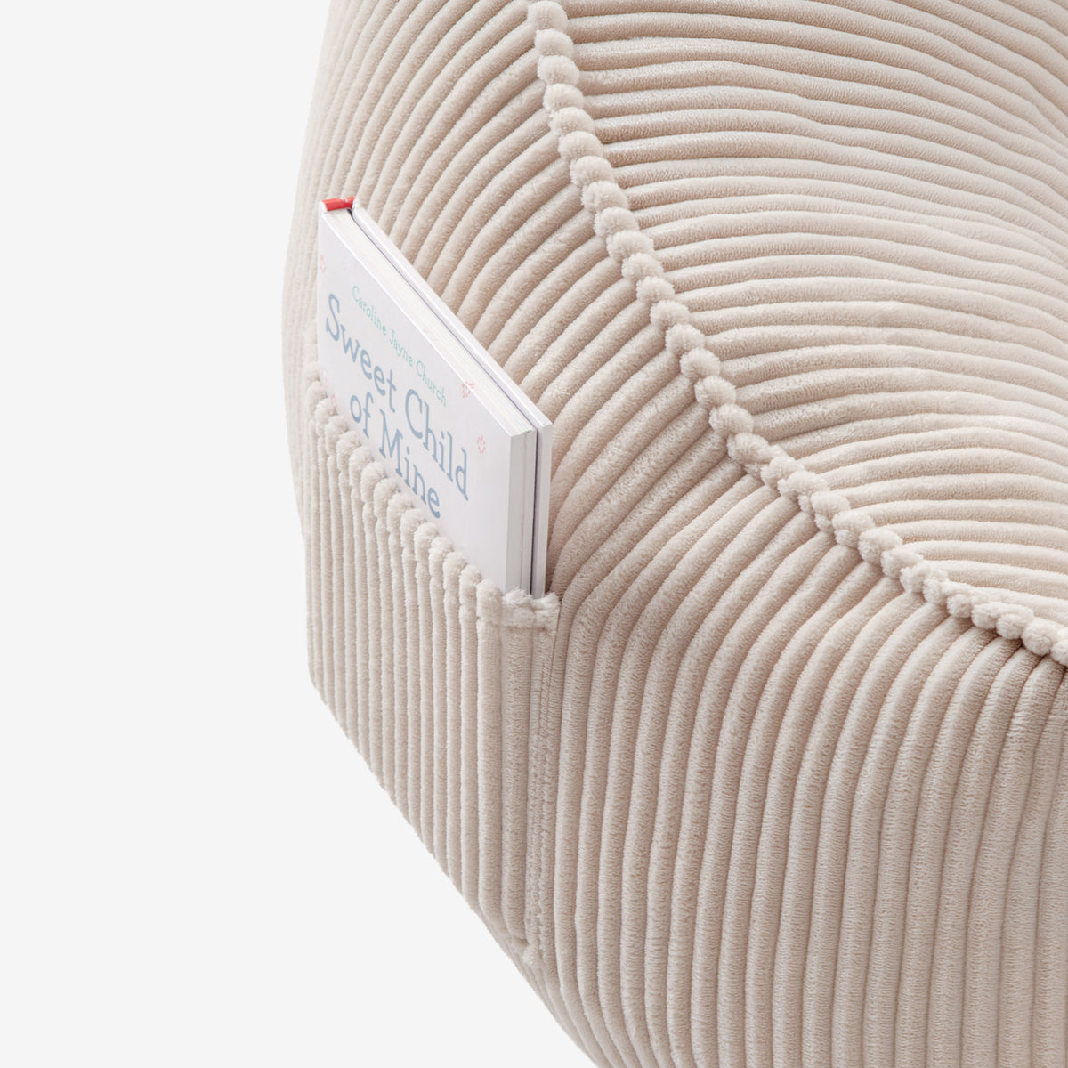 Mark Adler Comfy 4.0 Beige corduroy pouffe armchair with backrest