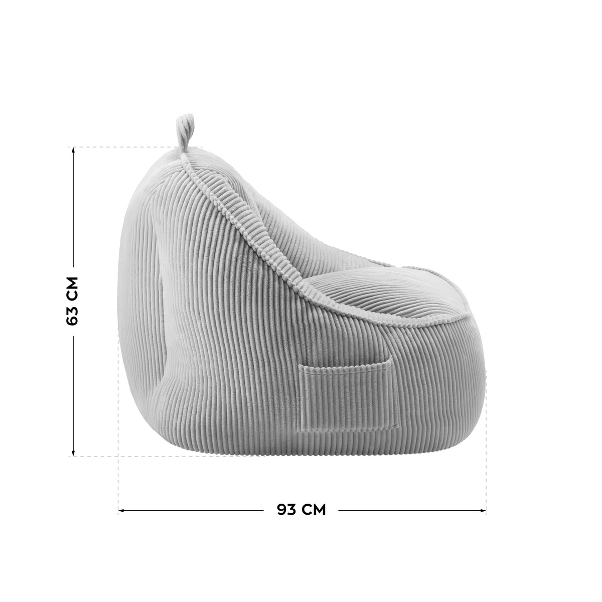 Mark Adler Comfy 4.0 Grey corduroy pouffe armchair with backrest