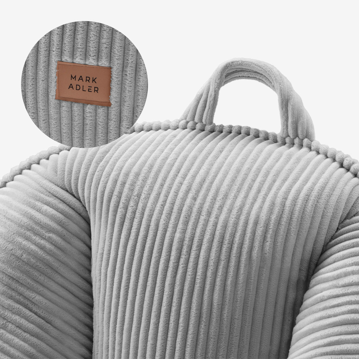 Mark Adler Comfy 4.0 Grey corduroy pouffe armchair with backrest