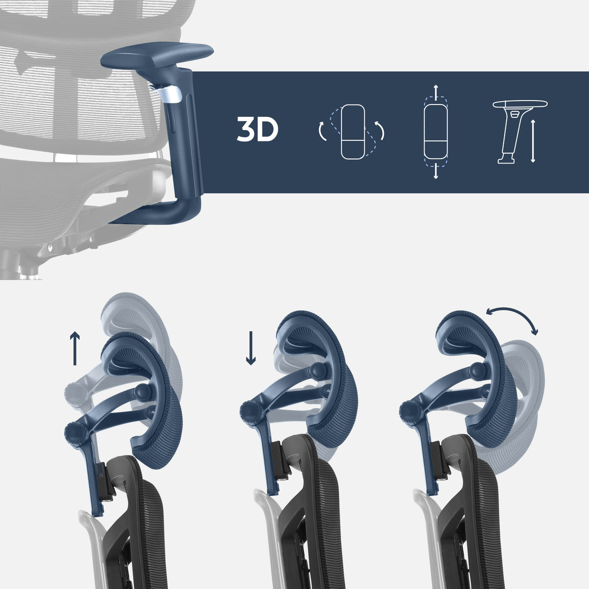 Adjustable 3D headrest