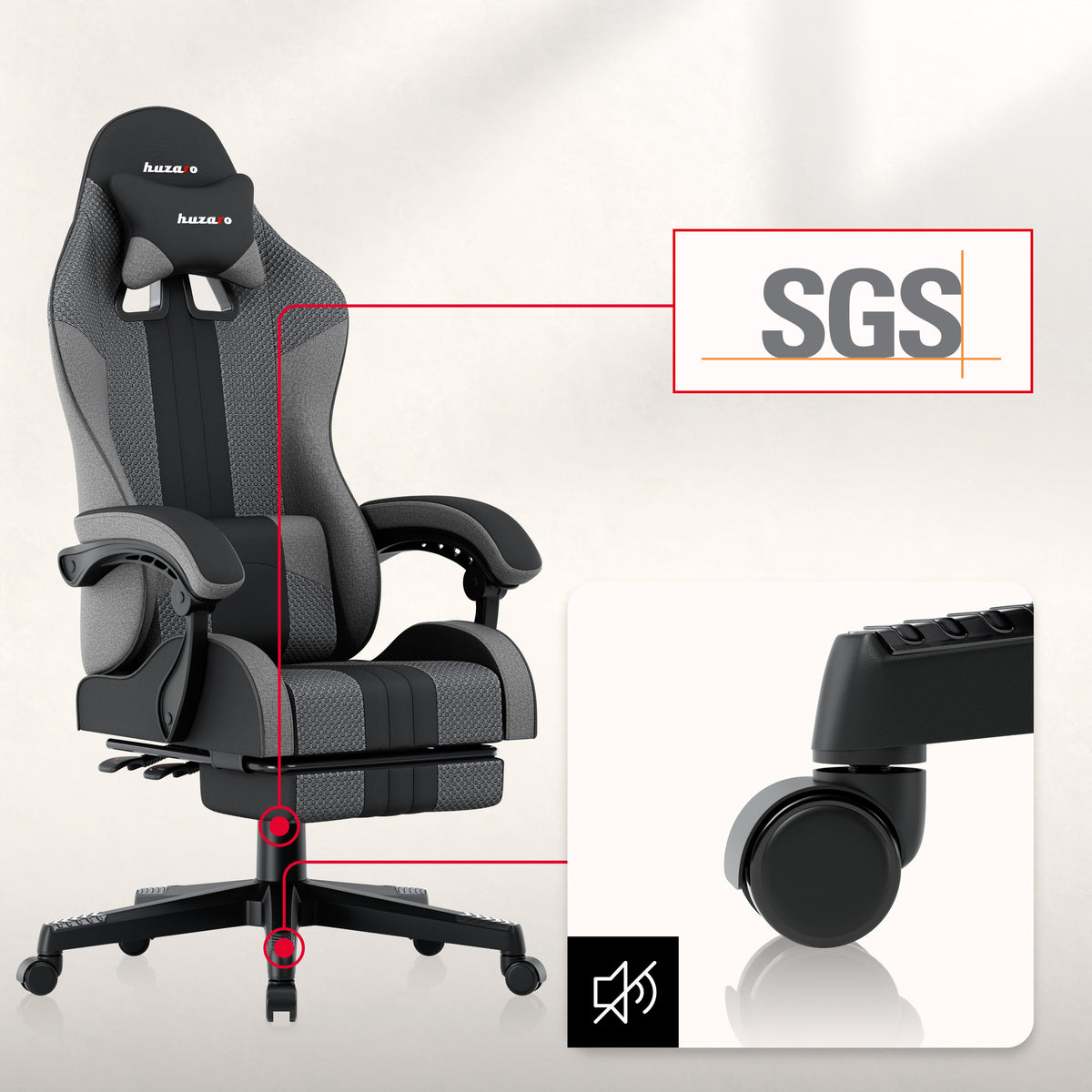 Huzaro Force 4.7 Grey Mesh Gaming Chair