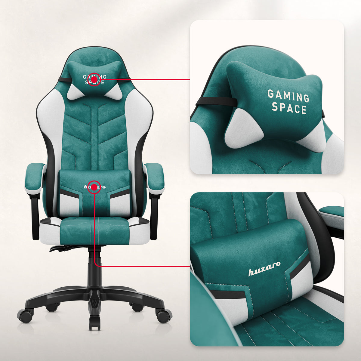Huzaro Force 2.7 Green velour gaming chair