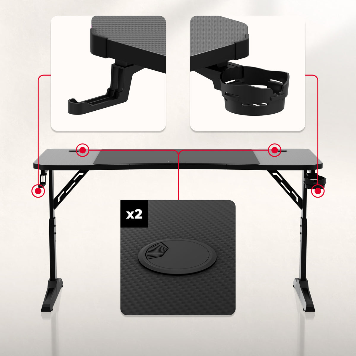 Huzaro Hero 3.6 Black 140 cm gaming desk