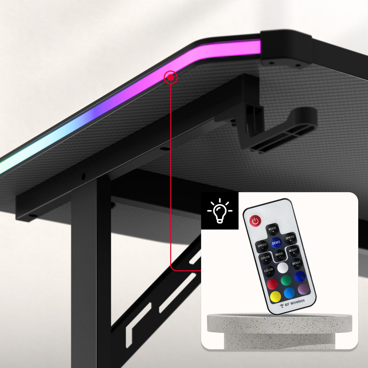 Huzaro Hero 3.6 RGB LED Black 140 cm gaming desk