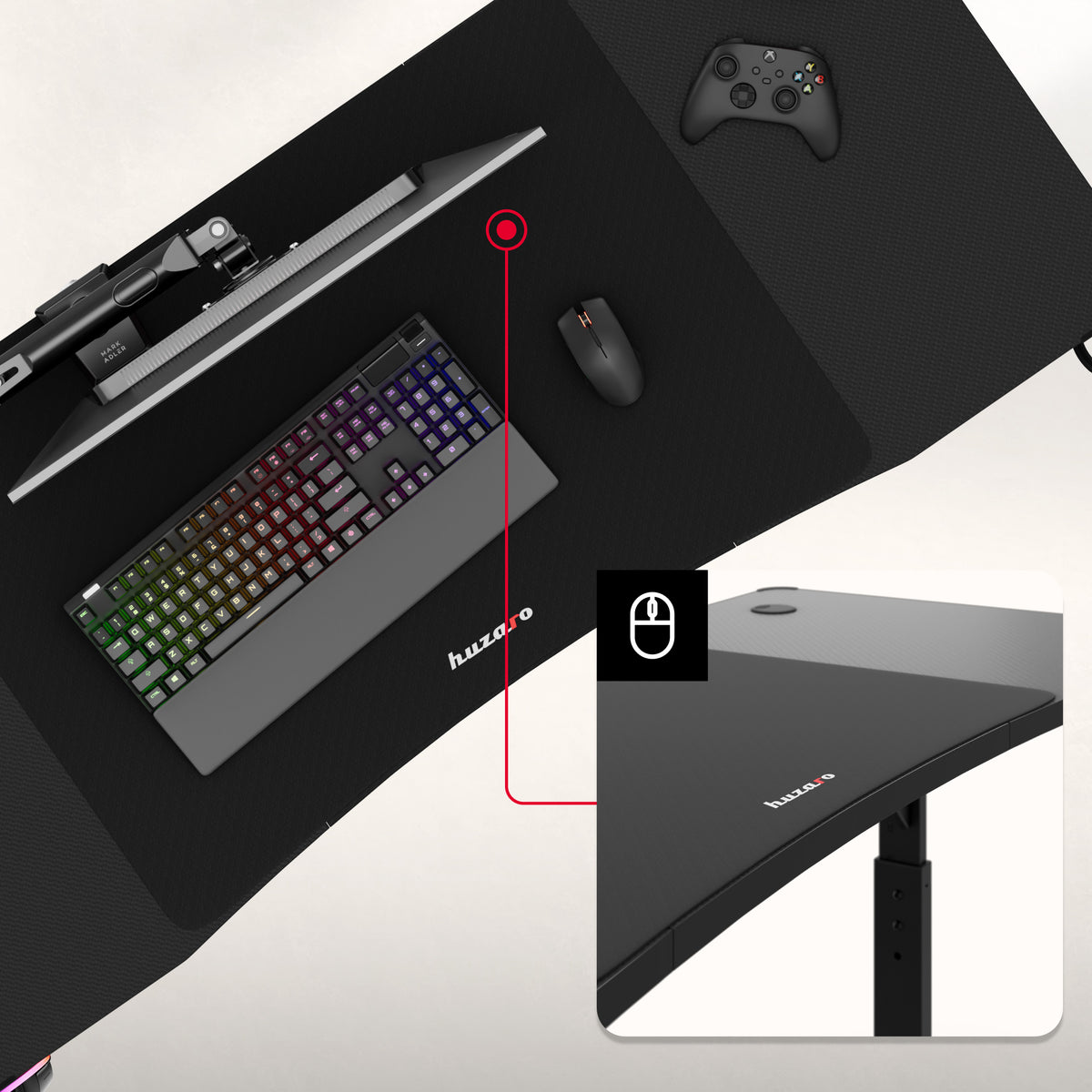 Huzaro Hero 3.6 RGB LED Black 140 cm gaming desk