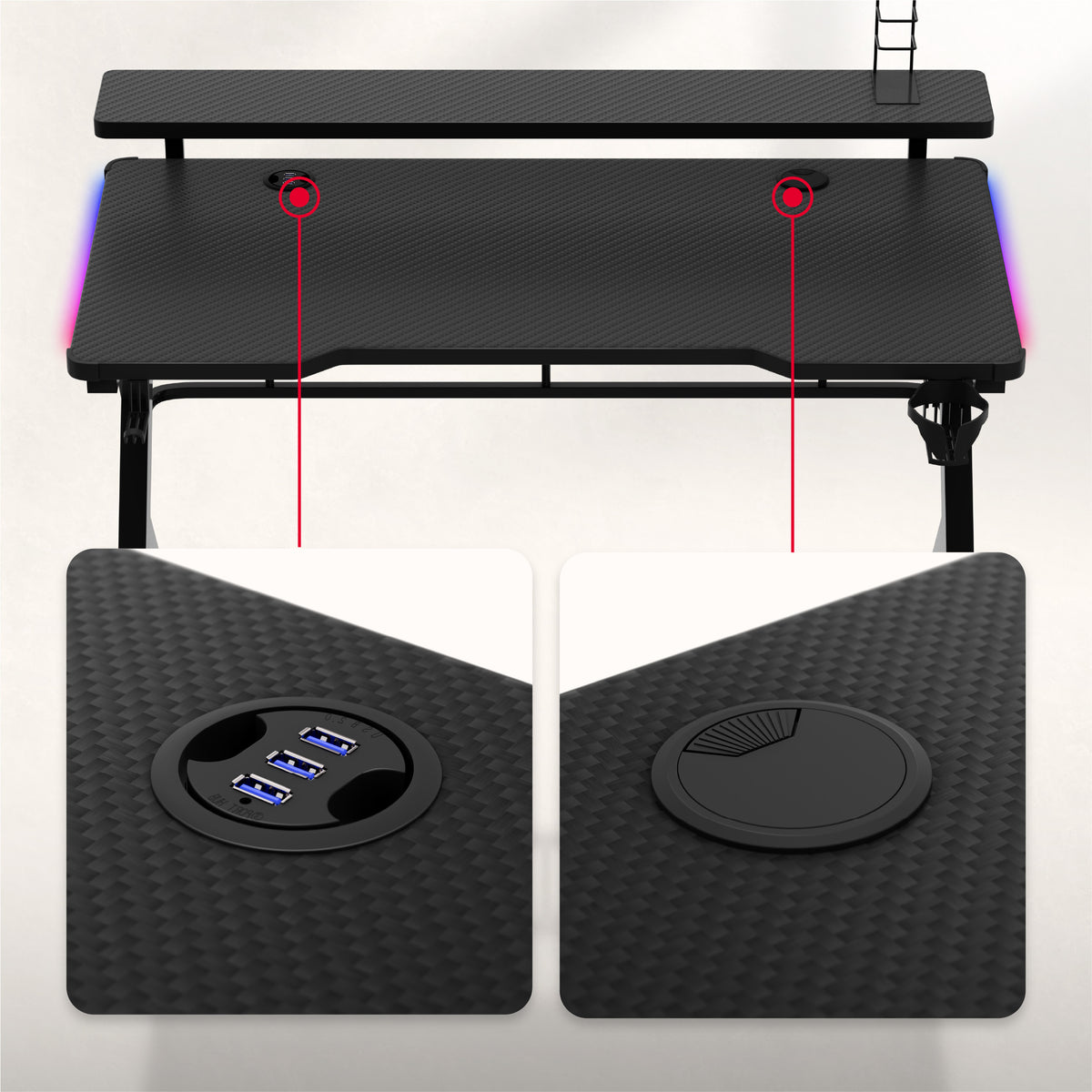 Huzaro Hero 5.0 RGB LED 120 cm Gaming Desk