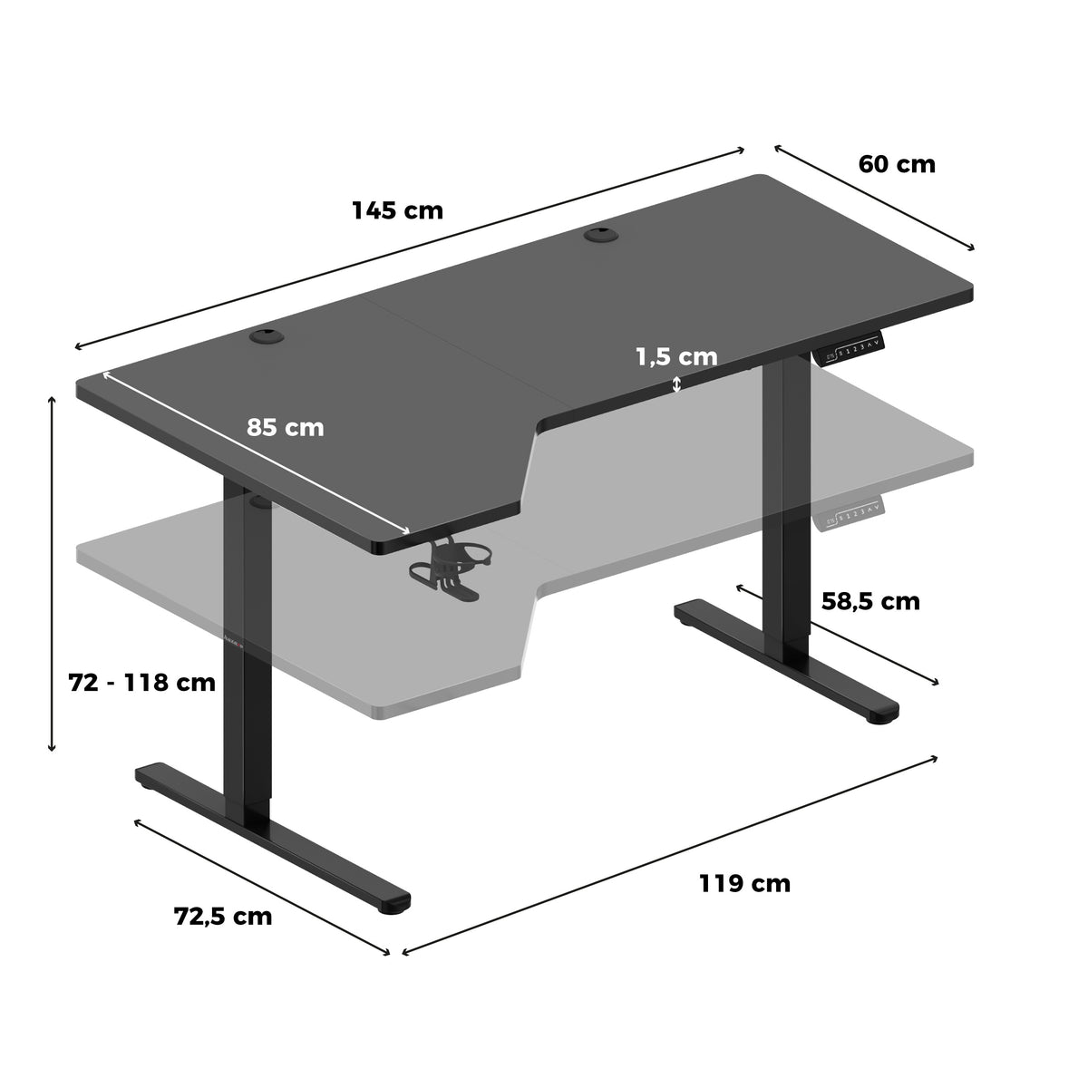 Huzaro Hero 9.1 Electric Desk, 145 cm